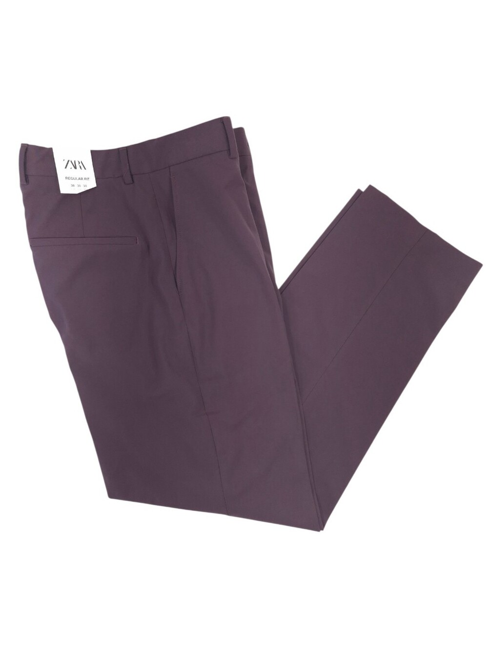 Zara Men's Dress Pants Regular Fit Straight Leg Stretch Plum Colored - Size 30
